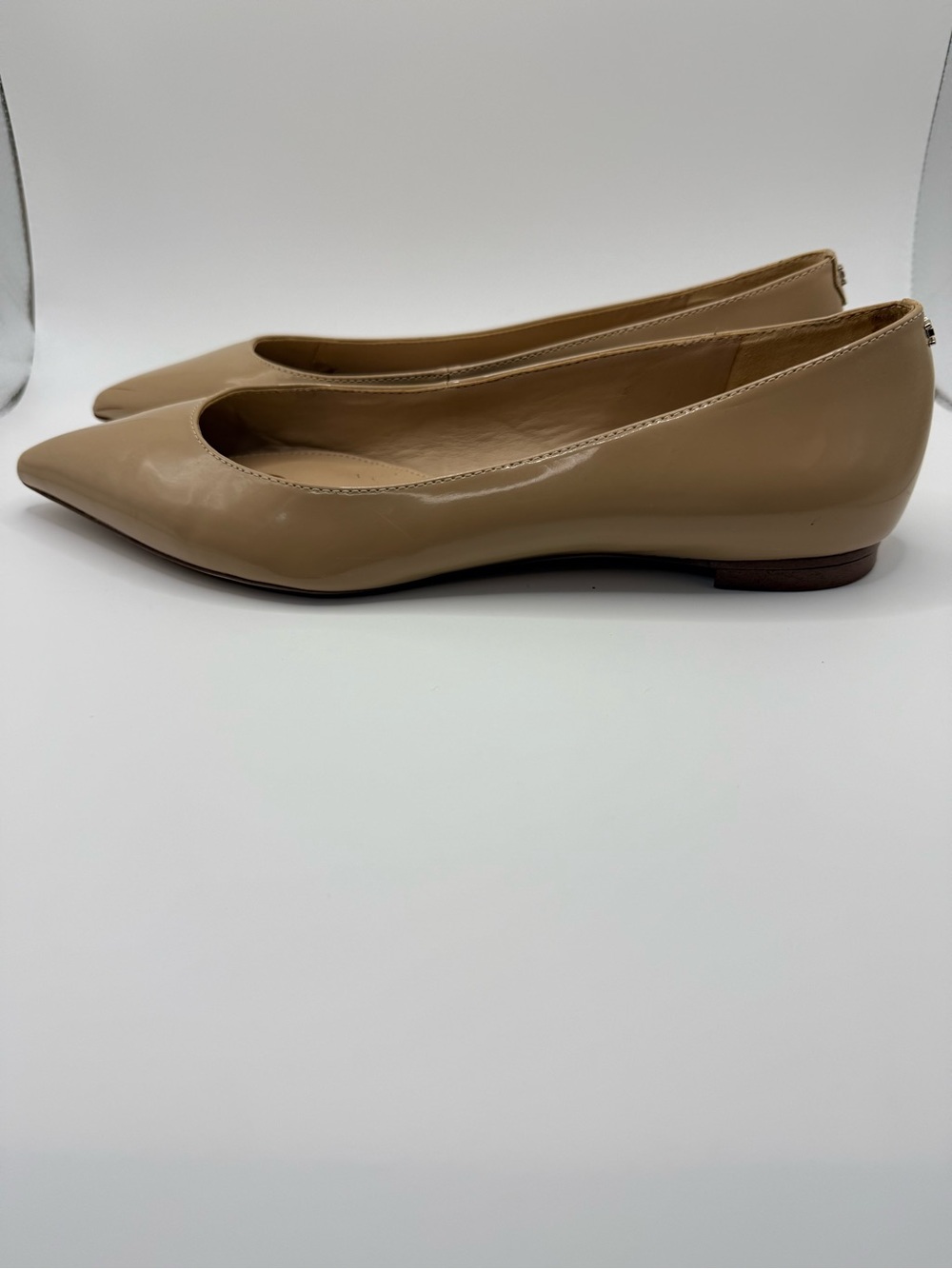 SAM EDELMAN Rodney Patent Beige Leather Pointed Toe Flats Women’s Size 8.5